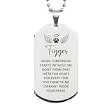 Silver Dog Tag Gifts from Tigger - When Tomorrow Starts Without Me - Christmas Memorial, Remembrance Gifts Custom Pet Name 0, Engraved Chain Necklace