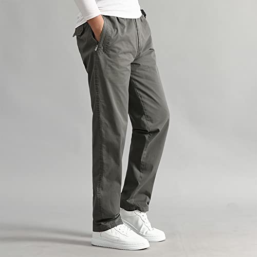 Wzikai Mens Cargo Pants,Elastic Waist Sweatpants For Men Casual Long Trousers Light Jogger Pants Dark Gray S #TOP4