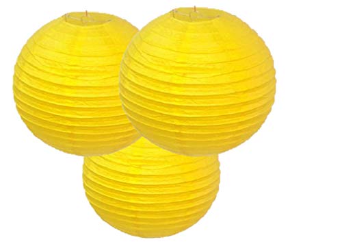Paper Lanterns Mix Color Packs of 3 Round Paper Lanterns Lampshade Party Decorations (All Yellow, 4" (10 Cm))