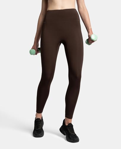 Image of Jockey MW68 Women's Microfiber Elastane Stretch Performance 7 /8th Leggings with Broadwaistband & Back Pocket Coffee XXL