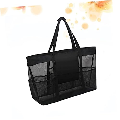 Practical Mesh Beach Tote Bag for Travel and Storage Portable Clothes Pouch for Bathroom Swimming and Family Use Black3