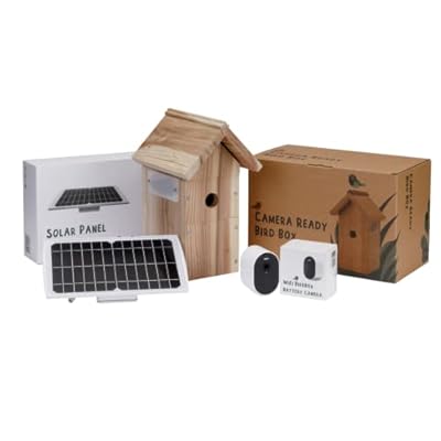 Solar Powered Birdbox with Camera - 1296p HD Battery WiFi Camera Bird Box | No Need for External Power | Outdoor Nesting Box for Garden Birds | Birdhouses Mount to Tree, Fence or Houses - by NESTERA