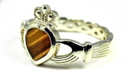 Image of Choose Your Color Natural Gemstone Irish Claddagh Silver Ring Friendship Love 55 Carat Brand Size 5 to 12