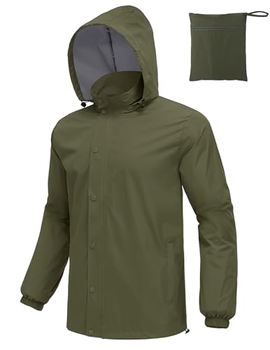 Image of COOFANDY Men's Rain Jacket Waterproof Packable Raincoat Lightweight Rain Shell Hood Travel Golf Hiking Cycling Zip Pockets