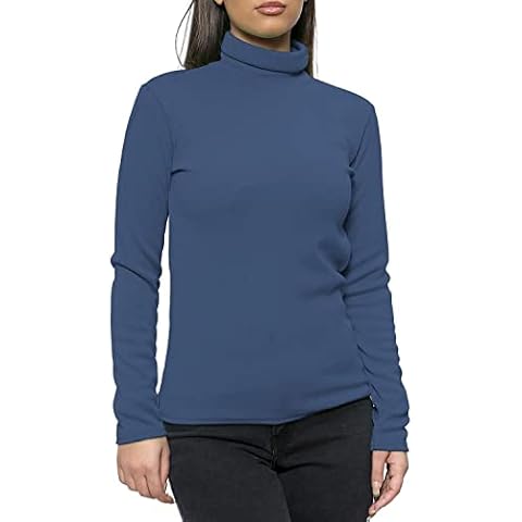 NetSetUK Womens Ribbed Roll Neck Jumper Polo Turtle Long Sleeve Tops T-Shirt-TEAL-12-14 Cover