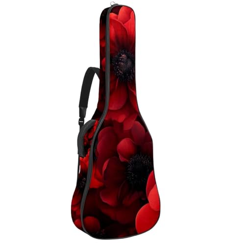 Housse guitare acoustique fleur rouge imperméable 104cm en tissu Oxford
