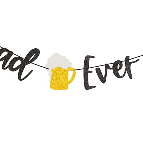 Image of Happy Father's Day Glitter Black Banner Beer Bunting Banner for Dad Father's Party Decorations Backdrop Garland for Father's Day(Black Gold) (Black Gold Beer)