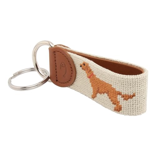 Image of Leather Hand-Stitched Needlepoint Key Fob or Key Chain
