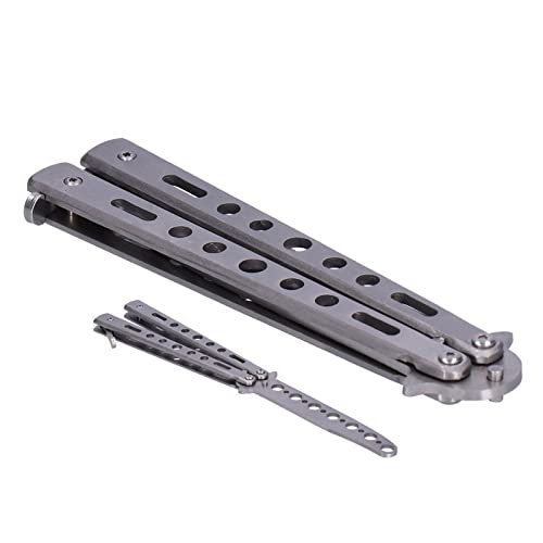 Butterfly Knife Trainning Practice Comb Butterfly Knife Trainer Practice Portable Stainless Steel Uncut Tool Cutter Training Balisong Butterfly Knives Outdoor Camping Practice Tool