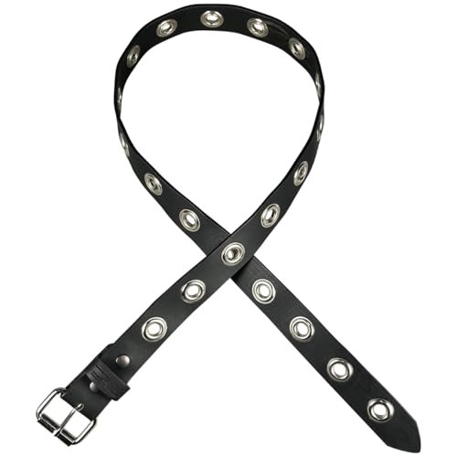 The Ottawa -1.5"(38mm) Black Solid Buffalo Leather Grommet Belt by Zelikovitz (40")2