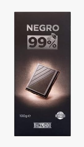 Chocolat noir 99% cacao Hacendado Tablette de 100 g – Lot de 6