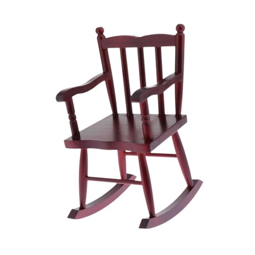 idqwsswt Silla de para Madera para casa de muñecas, Pieza Decorativa versátil, Mini Mecedora y maqueta para Dormitorio en Miniatura, Juguete para casa de, Rojo, 12 x 10 x 19.7 cm