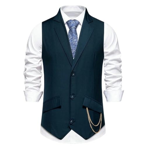 Chaleco de traje de boda para caballero chaleco azul oscuro XL con solapa solapa