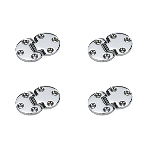 Crapyt 折りたたみ式フリップトップヒンジ 4個 シルバー 取り付けネジ付き ラウンドエッジ 亜鉛合金 ミシン フリップトップ ヒンジトレイ ヒンジ付き テーブル/デスク/キャビネット/...