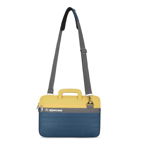 Image of uppercase Pulse Laptop Sleeve, Multi-Textured Quilted Design, Quick Access Pocket, Trolley Sleeve, Slide-in Handle & Detachable Shoulder Strap, Ideal for Men & Women | Office & Travel