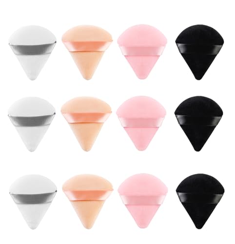 12 Pieces Triangle Powder Puff Face Soft Triangle Makeup Puff Velour Cosmetic Foundation Blender Sponge Beauty Makeup Tools