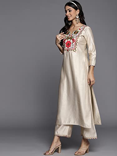 Image of INDO ERA Women's Viscose Embroidered Straight Kurta with Kurta with Pant & Dupatta Set (KH9OW4711)