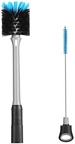 2-in-1 Bottle Brush with Straw Brush, Long Handle Water Bottle Scrubbing Brush, Built for Cleaning Sport Bottles, Baby Bottles, Water Bottles, Coffee Mugs, Tumblers, Wine Decanters, Flask, 1 Pack
