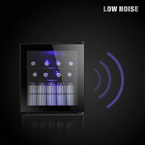 Antarctic Star 1.6Cu.ft Wine Cooler/Cabinet Beverage Refigerator Small Wine Cellar Soda Beer Counter Top Bar Fridge Quiet Operation Compressor Freestanding Door Black Glass #TOP2