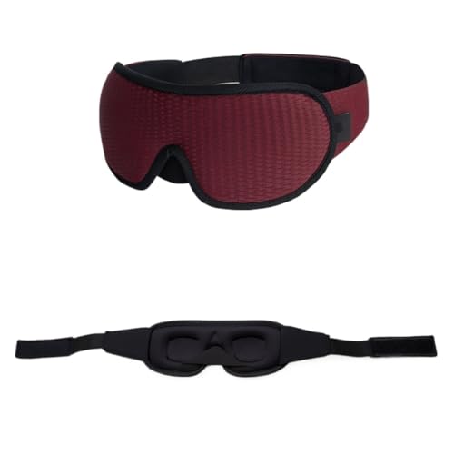 Masque de sommeil YDMHYLAI Masque de sommeil rembourré doux, abat-jour de voyage bloquant la lumière, portable, léger, lavable, facile à nettoyer(Red)