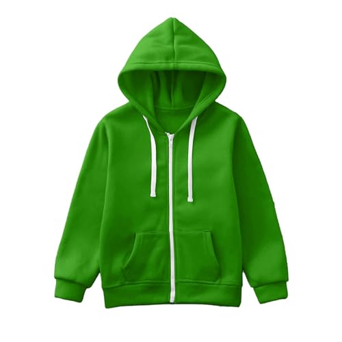 Toddler Casual Sweatshirt Zip Up Hooded Sports Jacket with Pocket Kids Boys Girls Athletic Hoodie Green 5-6 Years Kids 4Th of July Shirt4