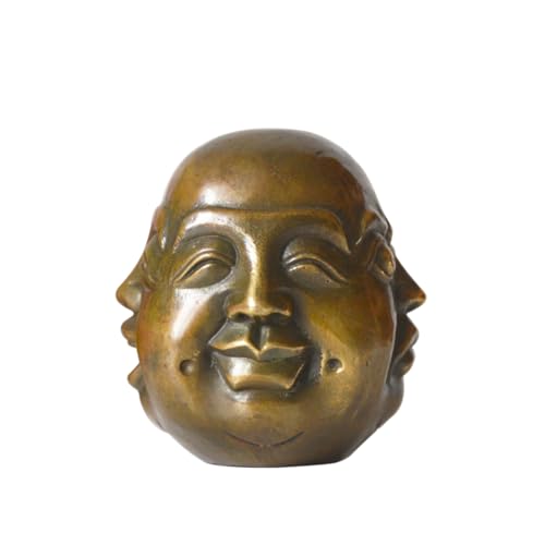 Estatua Cabeza de Buda de Cuatro Caras de Latón Pequeña
