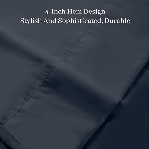 HBHLFZ Twin XL Flat Sheet - Ultra Soft Polyester Top Sheet - Hotel Quality Bed Sheets - Comfortable Wrinkle-Free - Easy to Care for - 1 Twin XL Flat Sheet Only(Twin XL,Navy Blue)
