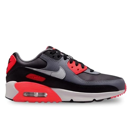Nike Air Max 90 Big Kids' Shoes (HF6358-005, Black/Cool Grey/Bright Crimson/Photon Dust)2