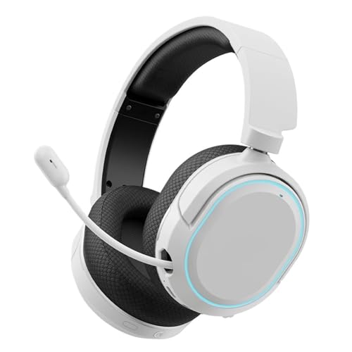ゲーミングヘッドセットヘッドフォン 5ms 低遅延 7.1 サラウンド ENC マイク PC PS4 PS5 電話スイッチ用(White Black)