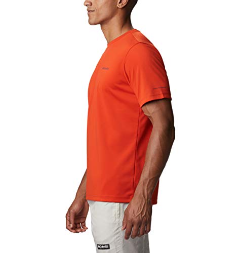 Columbia Men’s M Mist Trail Short Sleeve Tee Shirt, Cooling Material, Sun Protection, Bonfire, Large #TOP2