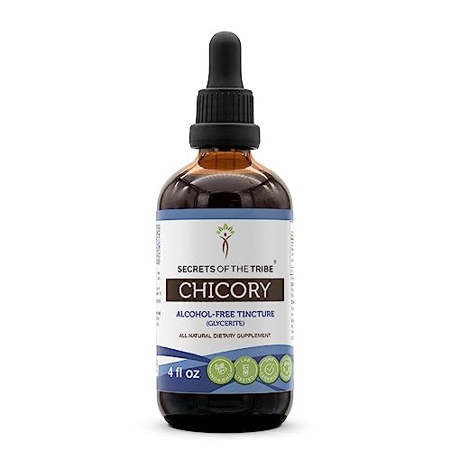 Secrets of the Tribe Chicory Alcohol-Free Liquid Extract, Chicory (Cichorium Intybus) Dried Root Powder Tincture Supplement (4 FL OZ)