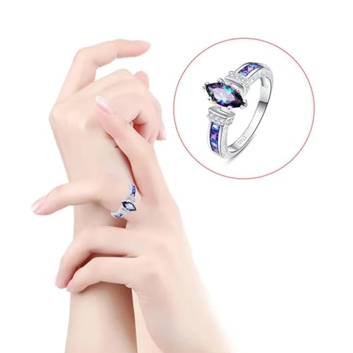 Generic Magtherapy Quartz Slimming Ring, Magnetic Rings For Weight Loss, S925 Multicolor Cubic Zirconia Eternity Ring, Weight Loss Jewelry, 62