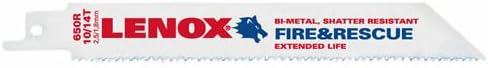 Lenox 20592-650R 6" x 3/4" x 0.050" 10/14-TPI Bi-Metal Fire & Rescue Demolition Reciprocating Saw Blades 2 per Package