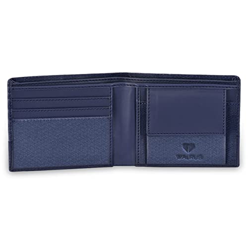 Image of Walrus Zeus II Blue Nature Friendly Vegan Leather Men Wallet with RFID Protection | Features 3 Card Slots & RFID Protected Coin Pocket | Stylish & Lightweight