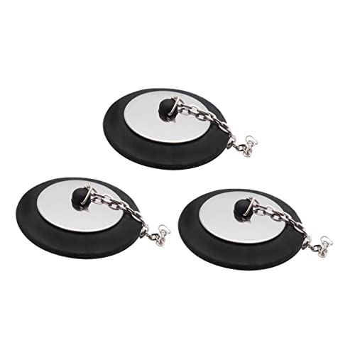 TOPBATHY Tapón De Bañera De Goma con Cadena Larga, 5 Cm, Resistente Baño y Cocina, Accesorio Práctico para Desagüe, Paquete De 3 Unidades