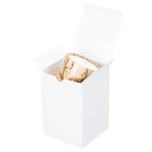 UnicoPak 30 Pack 4x4x6 White Gift Boxes with Lids - Tall Small Gift Boxes for 16oz Mason Jars Candles Mugs - Pop-Up Easy Assembly Favor Boxes for Christmas Wedding & DIY Crafting