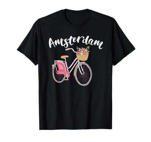Amsterdam Fahrrad Stadt Retro Radfahren T-Shirt