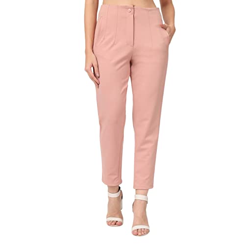 Image of BEATNIK Poly Knit Fitted Beige Womens Trousers