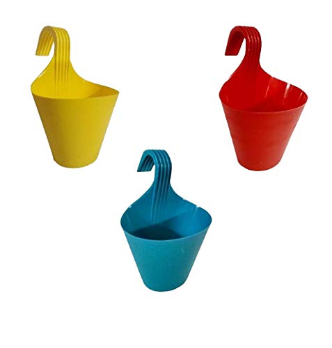 Go Hooked Hanging Planters for Plants | Railing Flower pots (Set of 3)