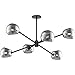 Alora Mood CH548637MBSM Willow Chandelier, Matte Black/Smoked Solid Glass