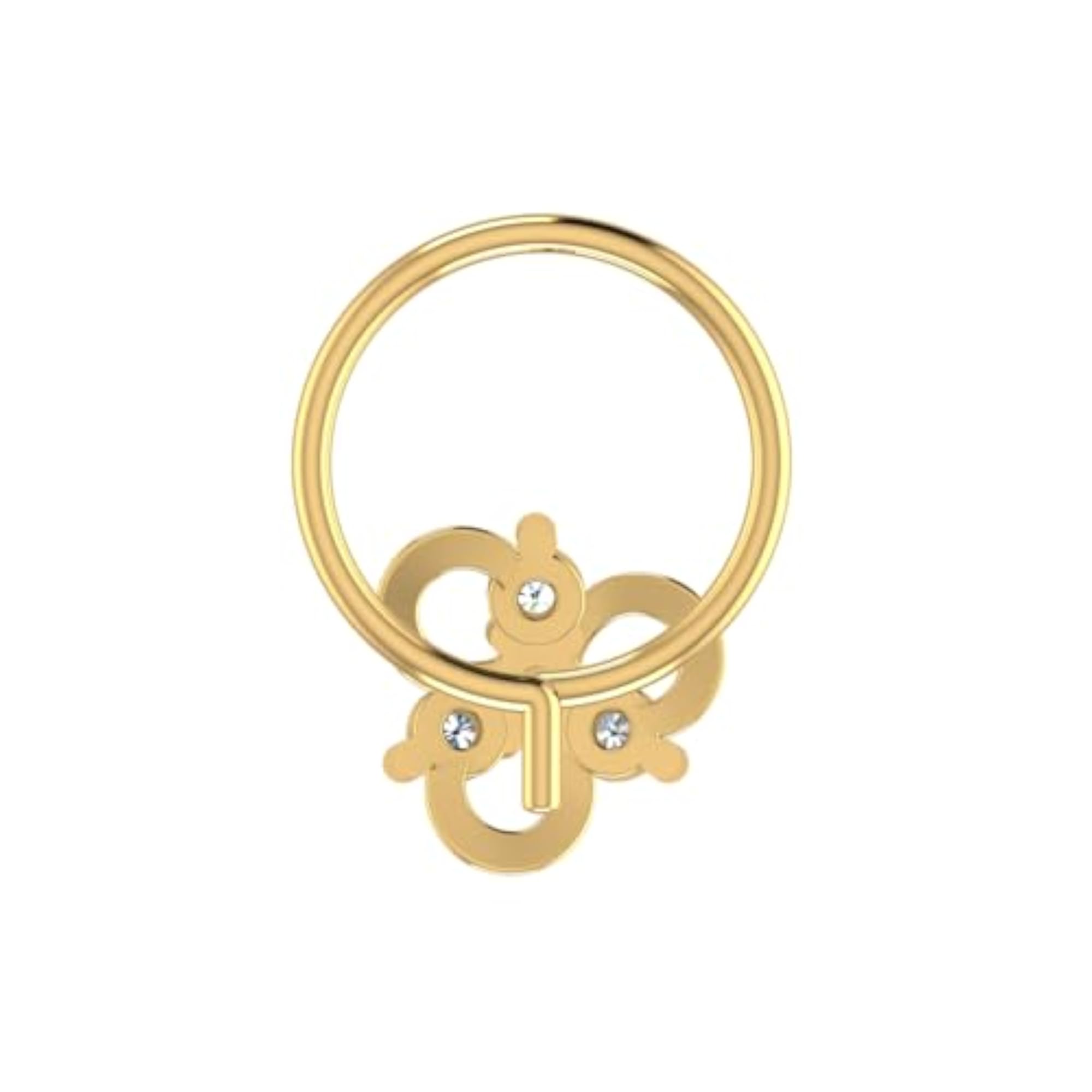 9K Yellow Gold Hallmarked Stud Nosering, Elegant Design