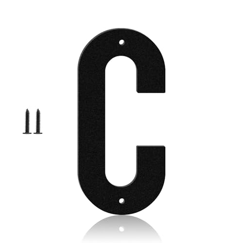 12 Inch Metal House Numbers, Black Metal Numbers and Letters, Outdoors Mailbox Numbers and House Numbers, Modern House Address Signs, Suitable for Houses, Apartments, Streets, Outdoors(C)