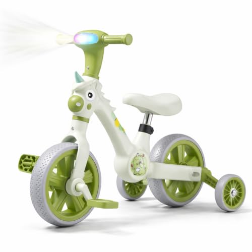 Image of 3-in-1 Kids Tricycle with Music & LED Light | Convertible Tricycle to Balance Bike | Ride-On Cycle for Kids10 Months to 3 Years (Green)
