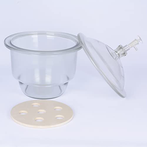 Stonylab Glass Vacuum Desiccator, Borosilicate Glass Lab Vacuum Desiccator With Glass Vacuum Valve And 9.4 Inch Porcelain Plate For Laboratory Research #TOP4