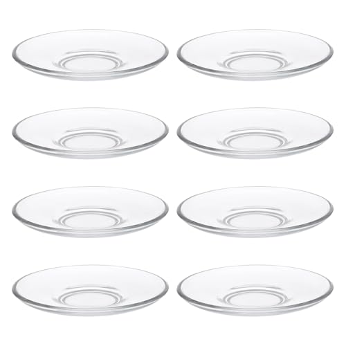 FIXOSHEE Juego De 8 Platillos Platillos De Vidrio Transparente Para Tazas De Té Posavasos Platos De Vidrio Transparente Para Tazas De Té Platos Pequeños Para Café