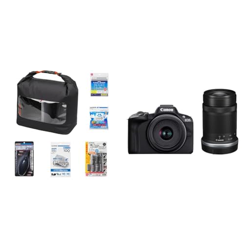 ハクバ カメラ初心者キット+Canon ミラーレス一眼カメラ EOS R50 ダブルズームキット(RF-S18-45+RF-S55-210) ブラック/APS-C/約375g EOSR50BK-WZK