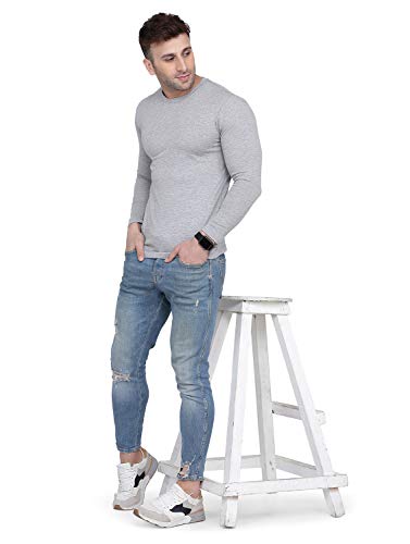 Image of Self Design Men Full Sleeve Round Neck Multicolor T-Shirt (Pack of 2)