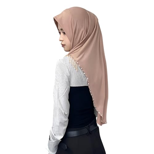 Women Sequin Muslim Hijab Tassel Pearl Instant Head Scarf One Piece Stretchy Islamic Turban Muslim Head Wrap Hijab2