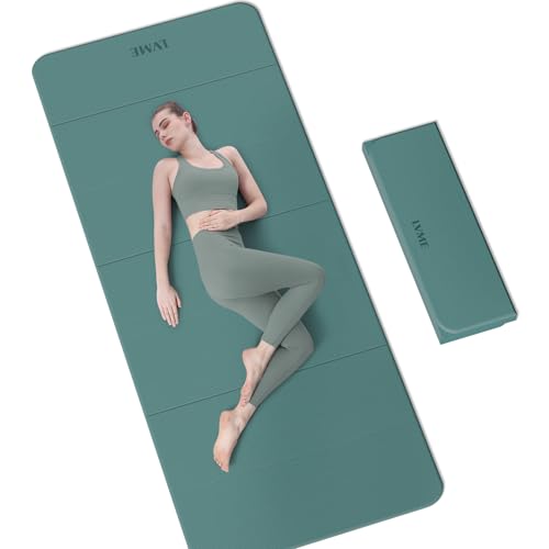 Large Yoga Mat, 75"x31" Extra Long Wide Surface, 0.24"(6MM) Ideal Thickness,Foldable & Ultra Portable for Travel Anywhere, Non-Slip Lightweight Design for Yoga, Gym, Pilates, Home Fitness