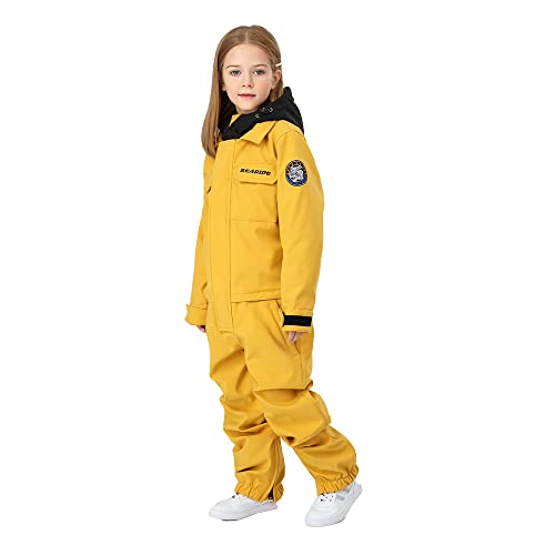 Image of HOTIAN Kids One Piece Snowsuits Girls Ski Suits Overalls Waterproof Insulated Snow Wear Outfits Snowboarding Jackets